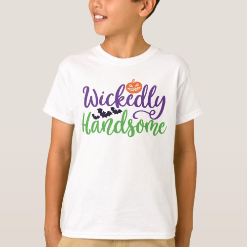 Wickedly Handsome Pumpkin and Bats Halloween T_Shirt