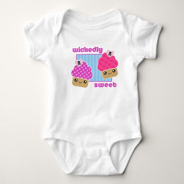 Wickedly Sweet Kawaii Cupcakes Baby Baby Bodysuit (Front)