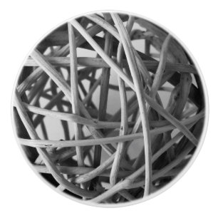Wicker Ball Rustic  Ceramic Knob