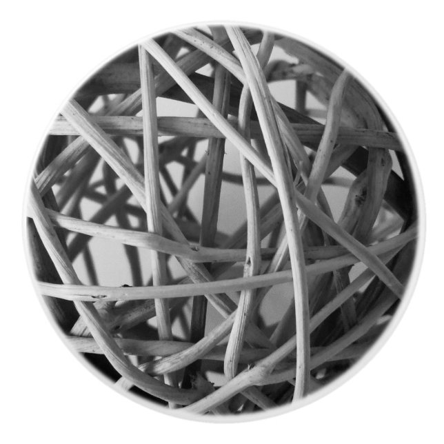Wicker Ball Rustic  Ceramic Knob (Front)