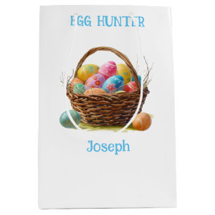 Wicker Basket colored egg Easter Hunt  Medium Gift Bag