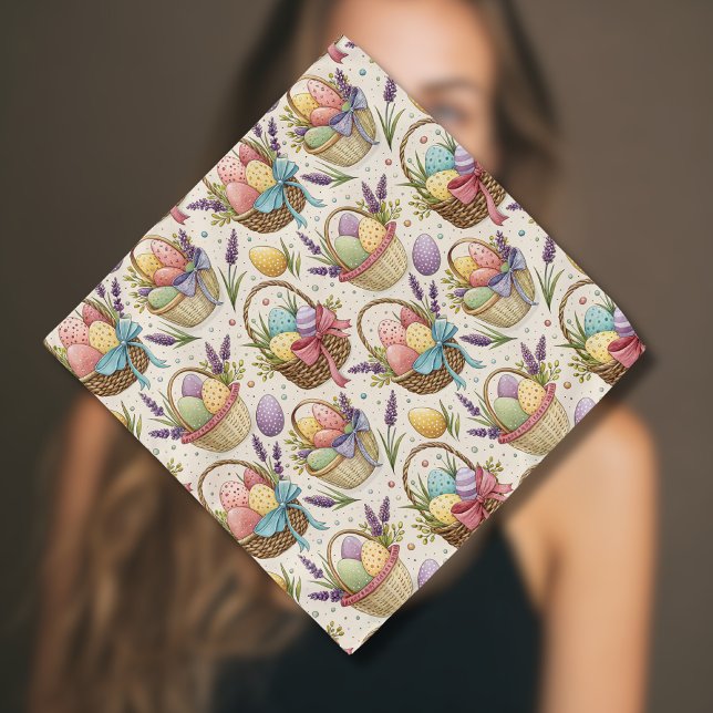 Wicker Basket Easter Eggs with Lavender Bandana (Creator Uploaded)