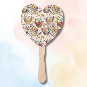 Wicker Basket Easter Eggs with Lavender Hand Fan