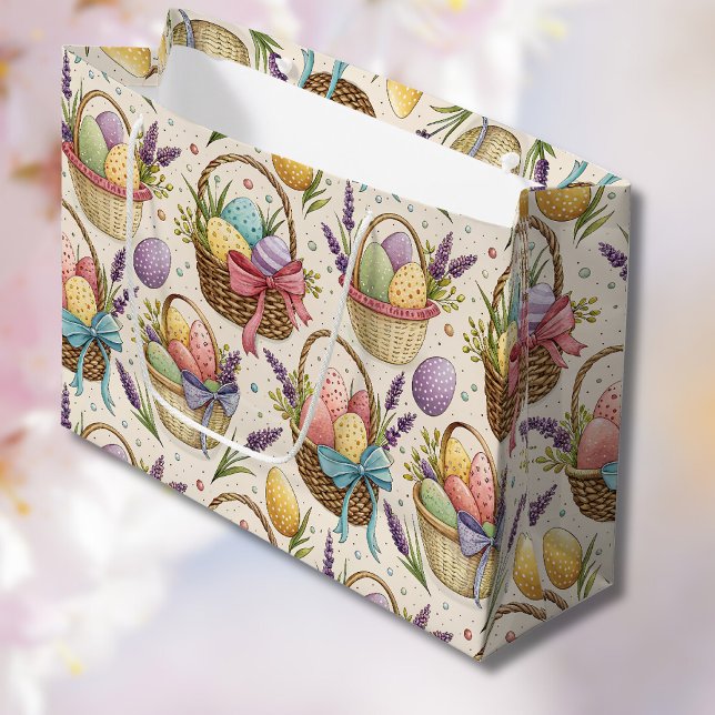 Wicker Basket Easter Eggs with Lavender Large Gift Bag (Creator Uploaded)