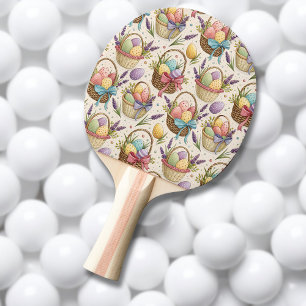 Wicker Basket Easter Eggs with Lavender Ping Pong Paddle