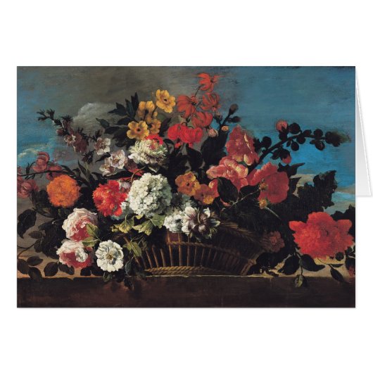 Wicker Basket of Flowers Cards (Front Horizontal)