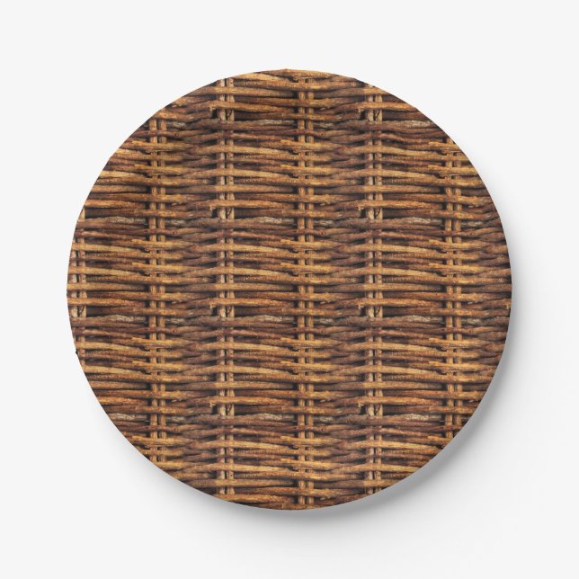 Wicker Basket Pattern Paper Plates (Front)