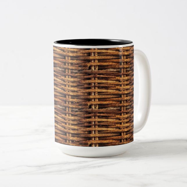 Wicker Basket Pattern Two-Tone Coffee Mug (Front Right)