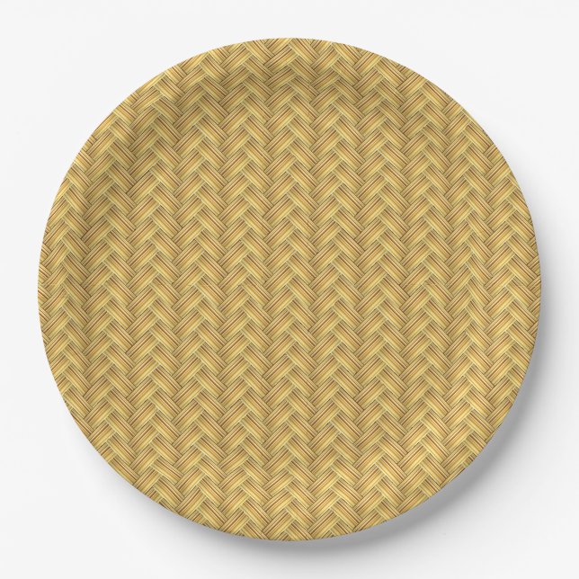Wicker Basket Weave Seamless Paper Plates (Front)