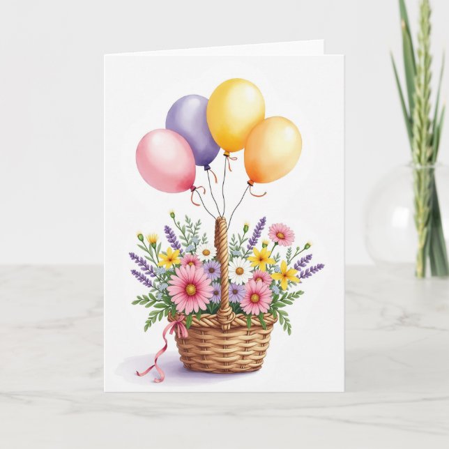 Wicker Bloom Birthday Card (Front)