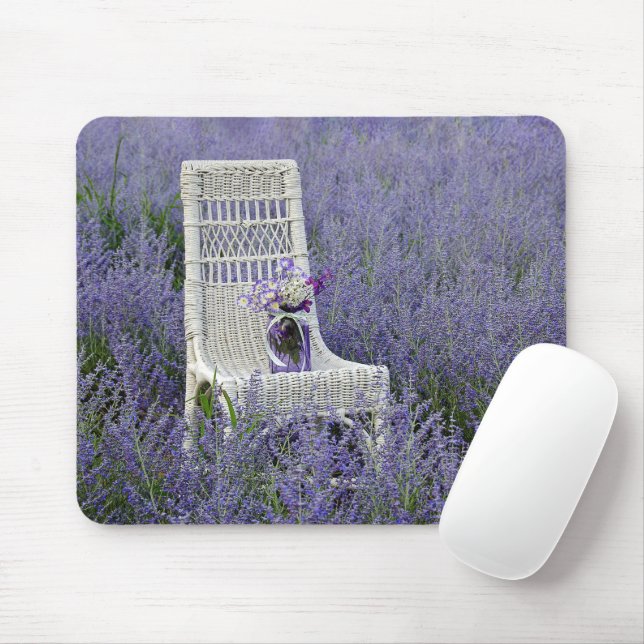 Wicker Chair in Purple Russian Sage Mouse Pad (With Mouse)