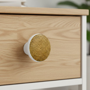 Wicker Rattan Boho Ceramic Knob