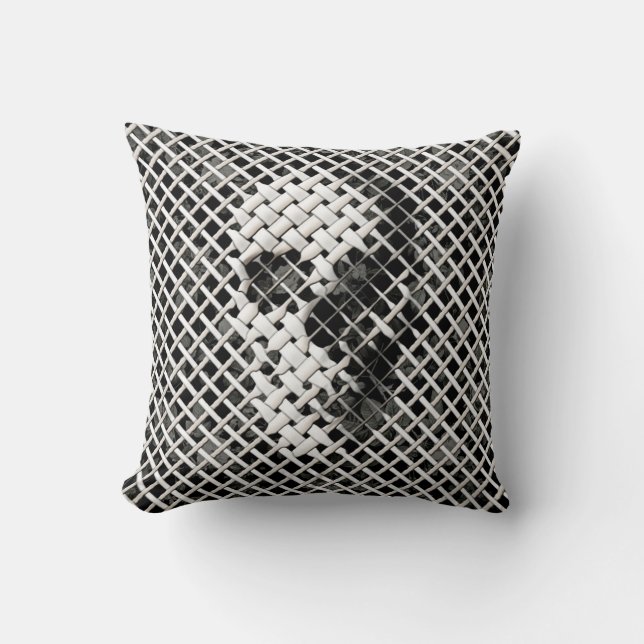 Wicker Skull Throw Pillow (Front)