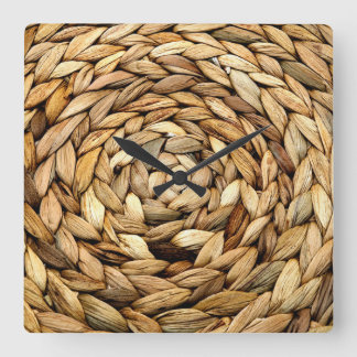 Wicker Square Wall Clock