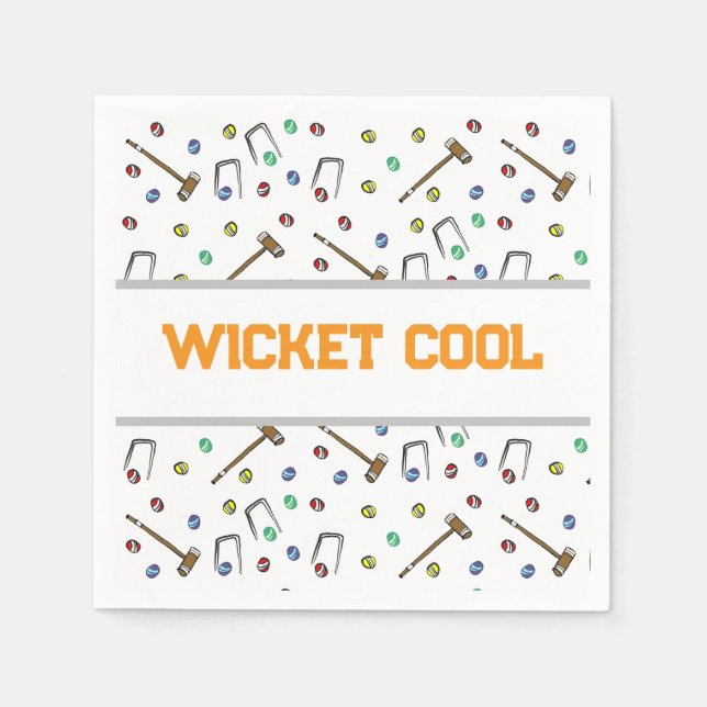 Wicket Cool Croquet Birthday Cute Garden Party Napkins (Front)