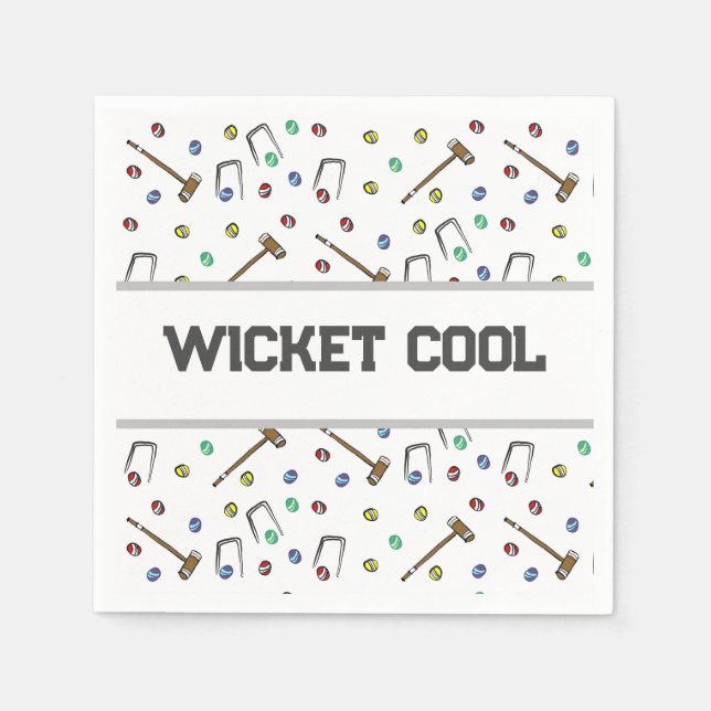 Wicket Cool Croquet Pun Hand-Illustrated Unique Napkins (Front)