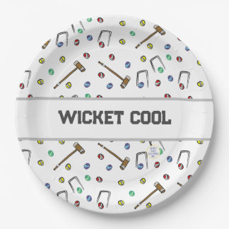 Wicket Cool Croquet Pun Hand-Illustrated Unique Paper Plates