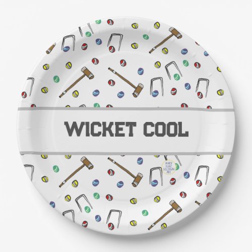 Wicket Cool Croquet Pun Hand_Illustrated Unique Paper Plates