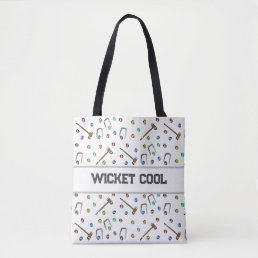 Wicket Cool Cute Croquet Pun Hand-Illustrated Boho Tote Bag
