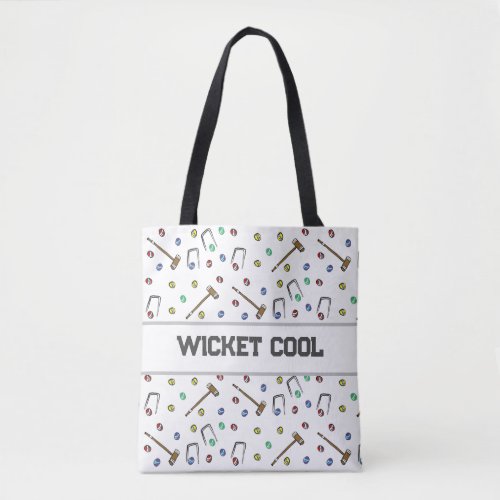 Wicket Cool Cute Croquet Pun Hand_Illustrated Boho Tote Bag