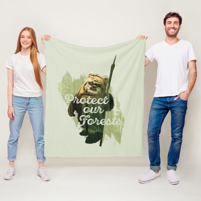 Wicket Endor Graphic - "Protect Our Forests" Fleece Blanket (In Situ)