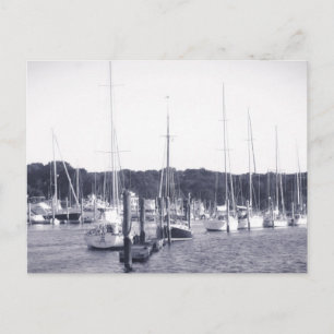 Wickford Harbor Rhode Island BW Post card print