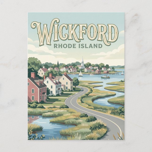Wickford Village Rhode Island Postcard (Front)