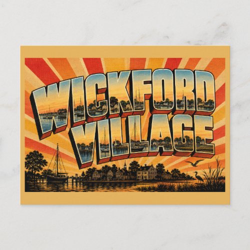 Wickford Village RI Harbor Bay Salt Marsh Art Postcard