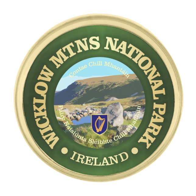Wicklow Mountains NP Gold Finish Lapel Pin (Front)