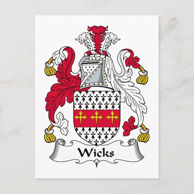 Wicks Family Crest Postcard (Front)