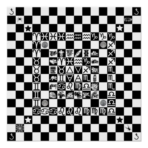 Widdershins Enochian Aztec Magic Ritual Chessboard Poster