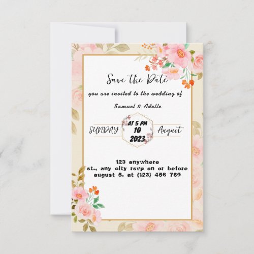 Widding invitation  Save the Date for Widding RSVP Card