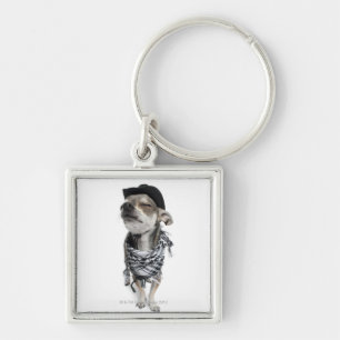 Wide-angle of a Chihuahua with his eyes closed Keychain