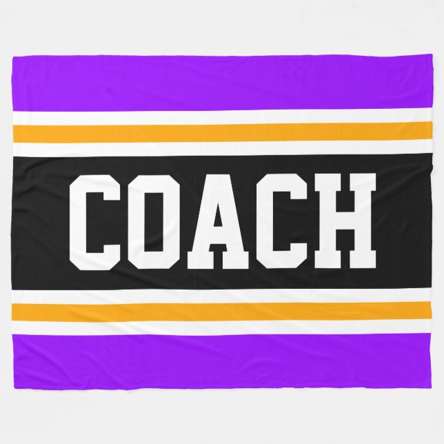 Wide Athletic Purple Black Orange COACH Stripes Fleece Blanket (Front (Horizontal))