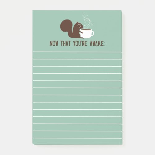 Wide Awake Squirrel Coffee Lover Cute Lined Paper Post_it Notes