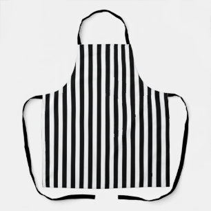 Wide Black White Stripes Apron