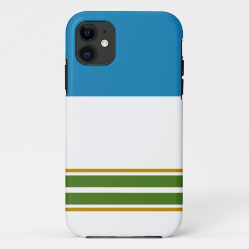 Wide Blue Top Double Forest Green Base Stripes iPhone 11 Case