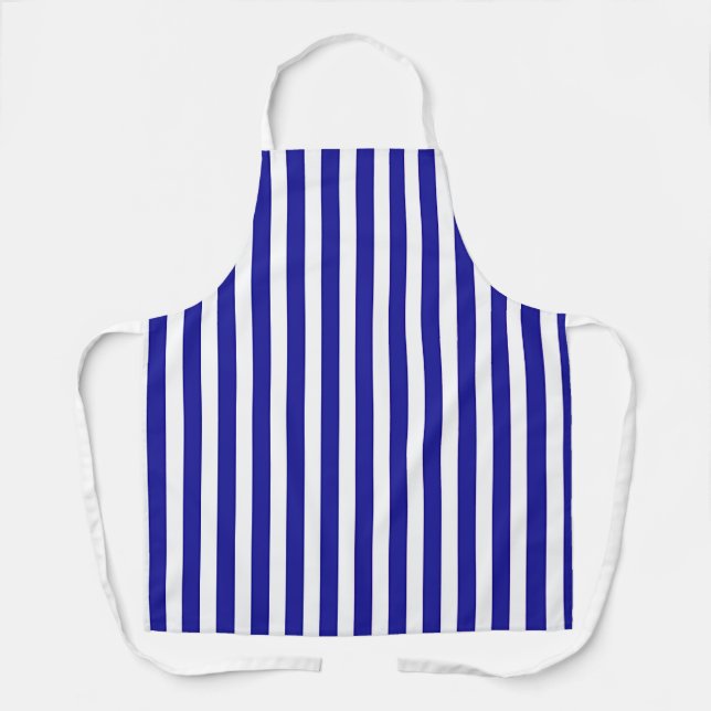Wide Blue White Stripes Apron (Front)