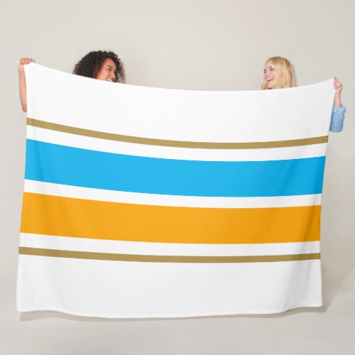 Wide Bold Golden Yellow Sky Blue Racing Stripes Fleece Blanket