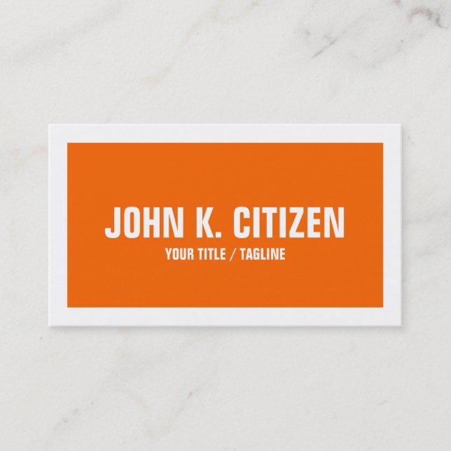 Wide Border Business Card - orange and white (Front)