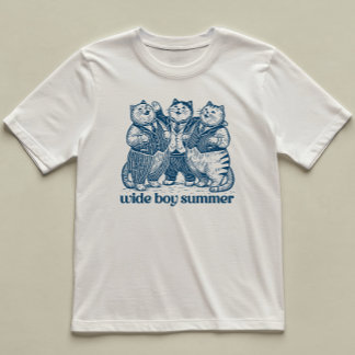Wide Boy Summer Funny Chunky Cat Mens Illustrated T-Shirt