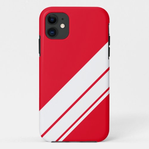 Wide Bright Red White Candy Cane Racing Stripes  iPhone 11 Case