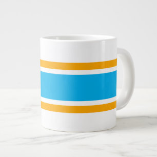 Wide Bright Sky Blue Yellow White Racing Stripes Giant Coffee Mug
