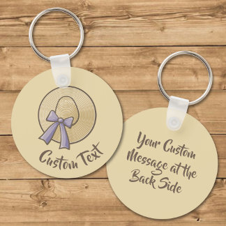 Wide Brimmed Hat Beige Keychain