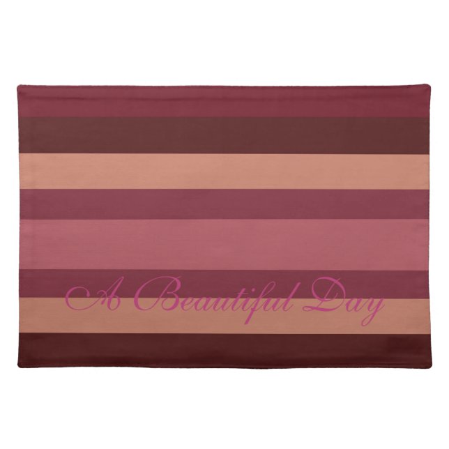 Wide Burgundy Stripe Cloth Placemat (Front)