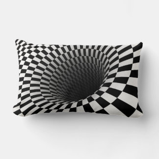 WIDE CHEQUERED VORTEX Optical Illusion Lumbar Pillow