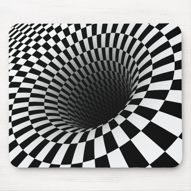 WIDE CHEQUERED VORTEX Optical Illusion Mouse Pad (Front)