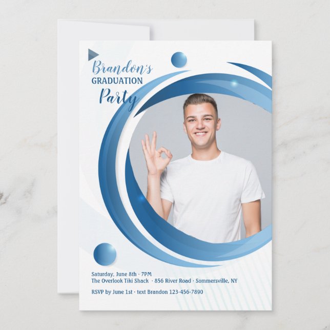 Wide Circle Graduation Party Photo Invitation (Front)