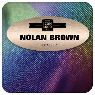 Wide Company Logo Brushed Bronze Employee ID Name Tag
