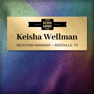 Wide Company Logo Brushed Gold Employee Name Tag